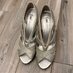 Silver sparkle high heels